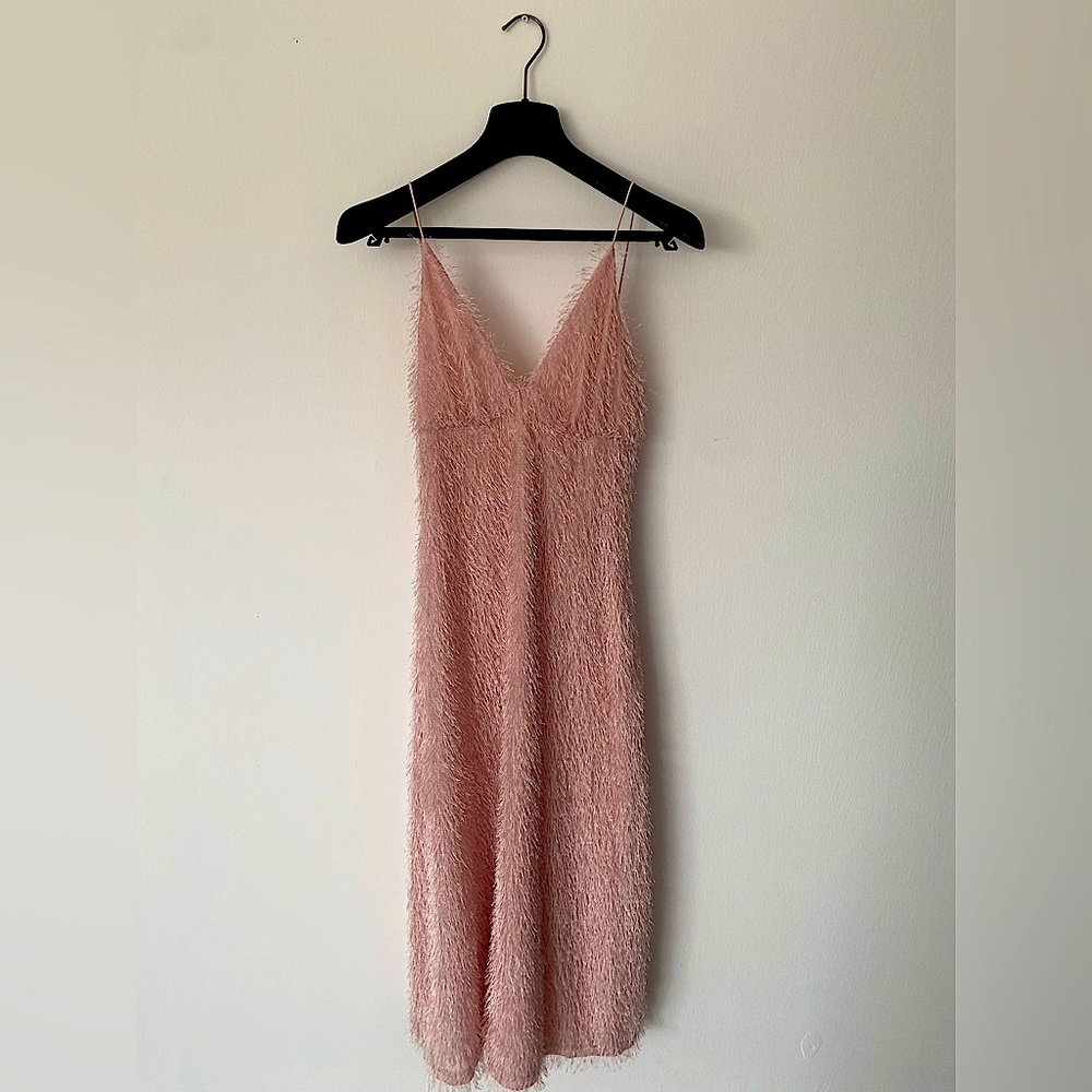 TOPSHOP pink fluffy slip dress size 4/6 one of a kind
